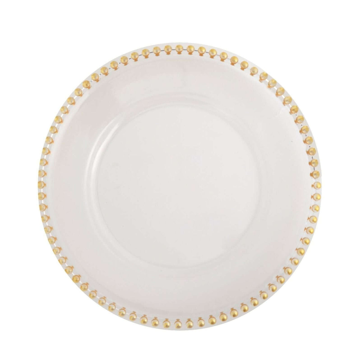 6-Pack Acrylic Charger Plates 13" Round Clear with Gold Beaded Rim - Decorative Dinner Party Serving Plates